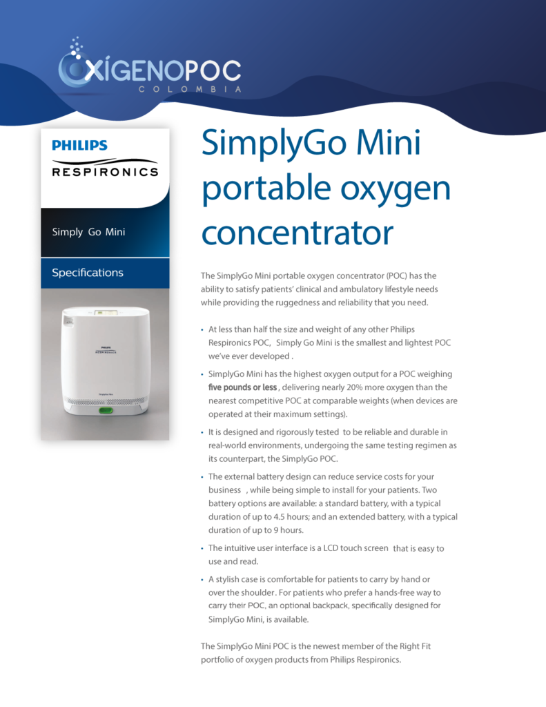 Philips Respironics SimplyGo Mini Oxigenopoc S.A.S